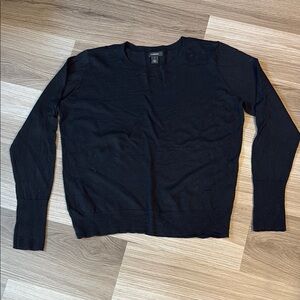 EUC Halogen Lightweight Wool Blend Black Crewneck Sweater Size Large